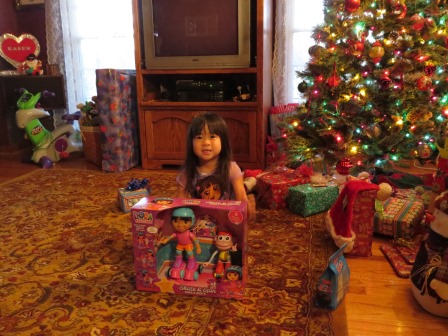 Karis with her Santa gift